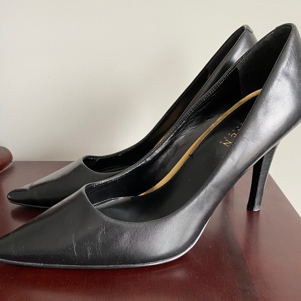 80% OFF RALPH LAUREN Black Leather High Heel Pumps 8.5